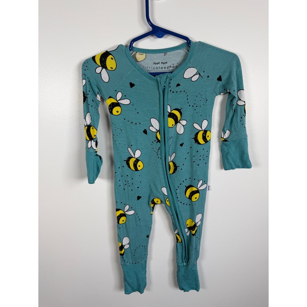 Little Sleepies Teal Bee Zippy Bamboo 0-3 Months